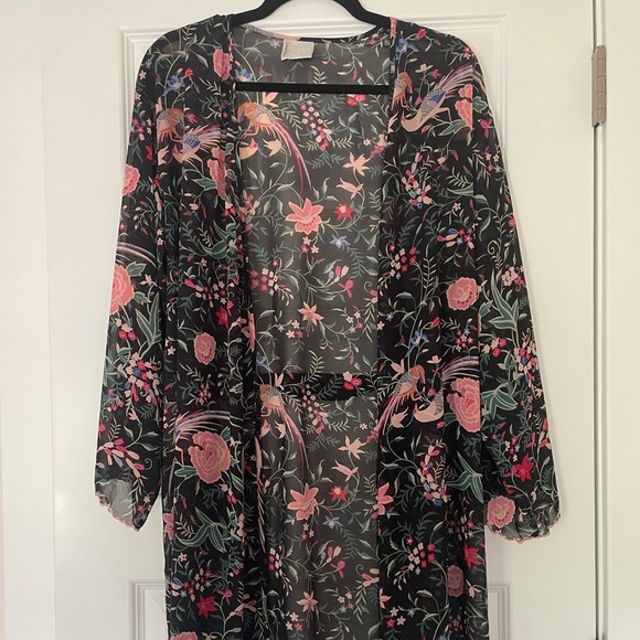 Natori + Neiman Marcus Vintage slip and robe, peacocks and flowers, one size - Picture 5 of 11